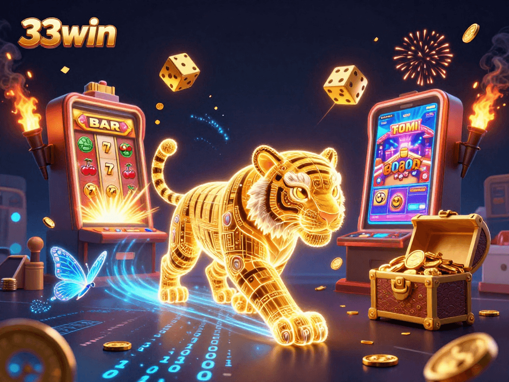 Win big at 33win as the golden tiger prowls through a dynamic digital casino landscape.