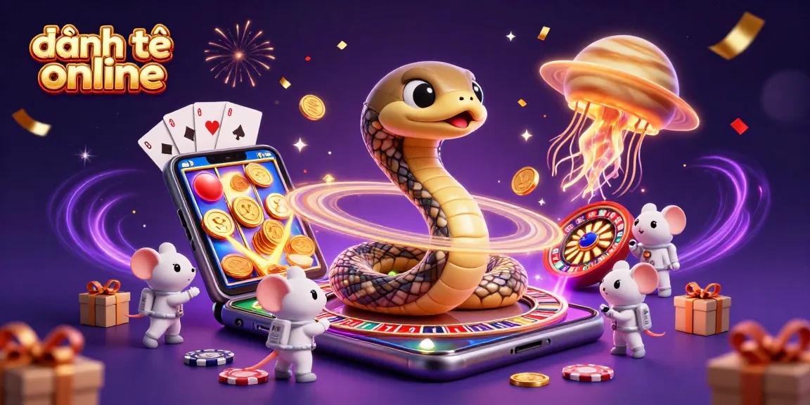 Engage in đánh đề online with a vibrant 3D illustration showcasing winning bets and cosmic gameplay elements