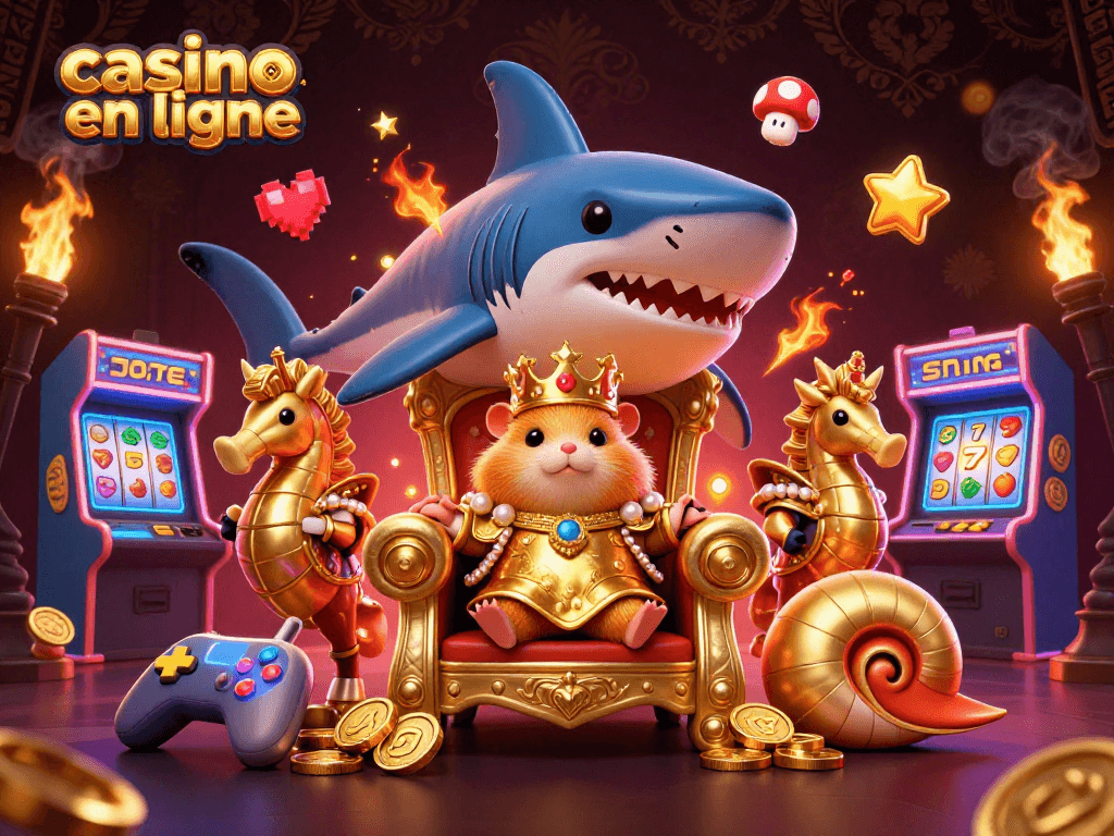 Jouez à casino en ligne avec le roi hamster et ses gardes marins dans une scène animée.