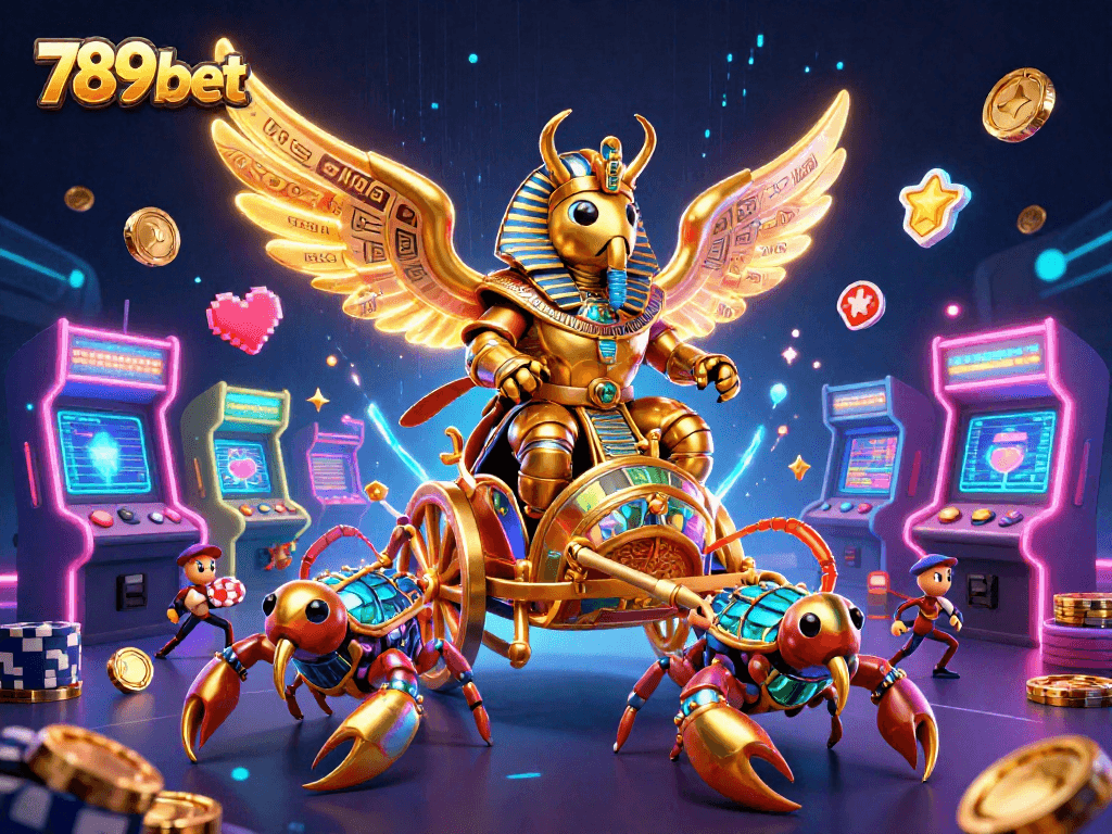 Experience thrilling gameplay at 789bet with a vibrant 3D casino illustration showcasing action-packed elements of gaming.