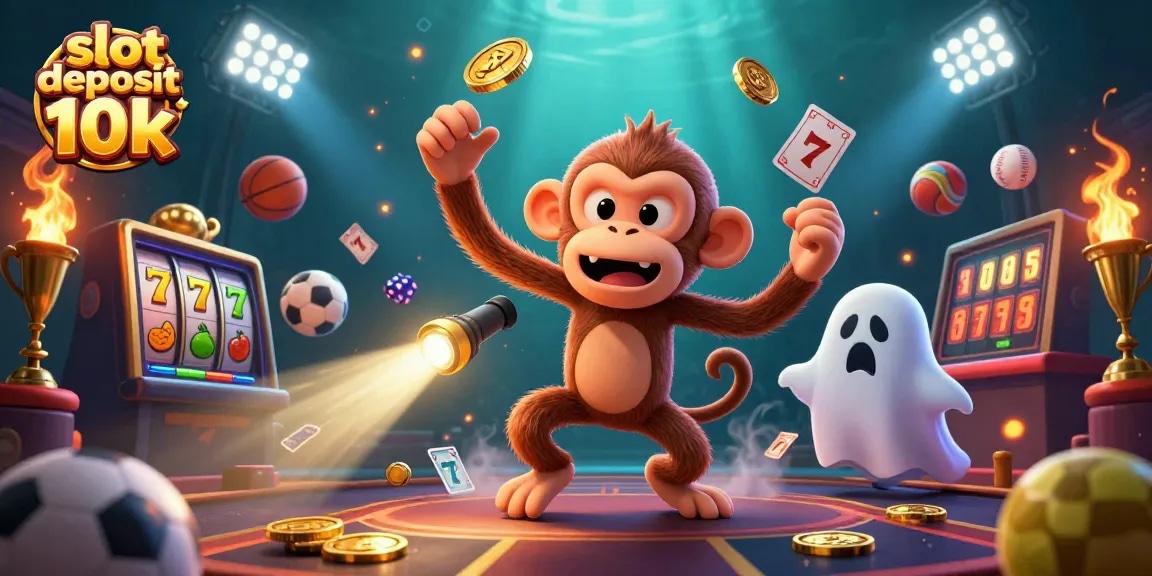 Experience the thrill of slot deposit 10k with dynamic casino elements and enchanting characters in a vibrant illustration.