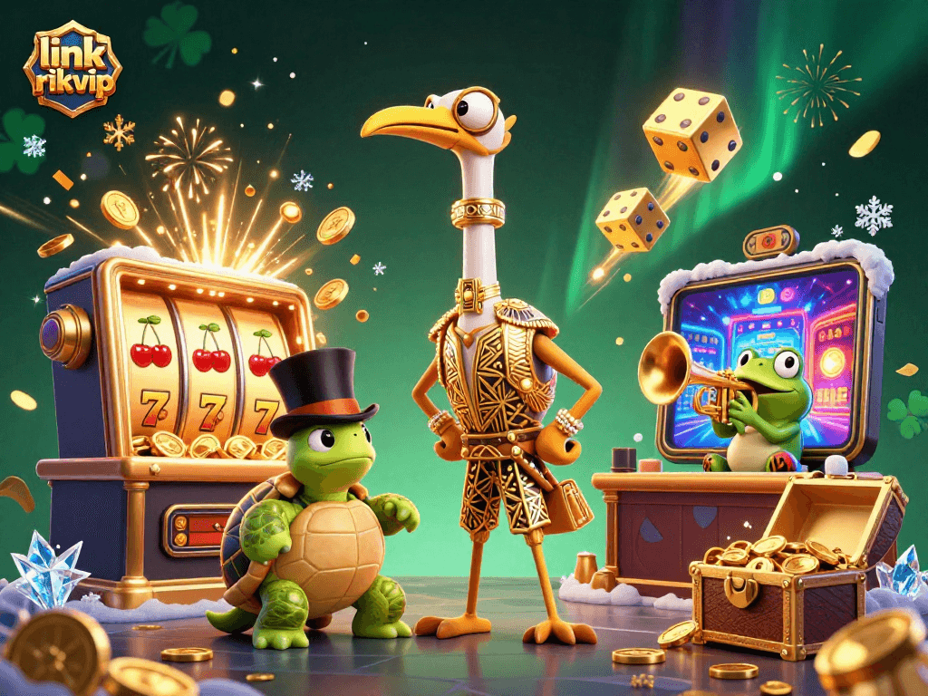 Spin the reels with link rikvip, featuring a lively speakeasy scene and rich casino elements.