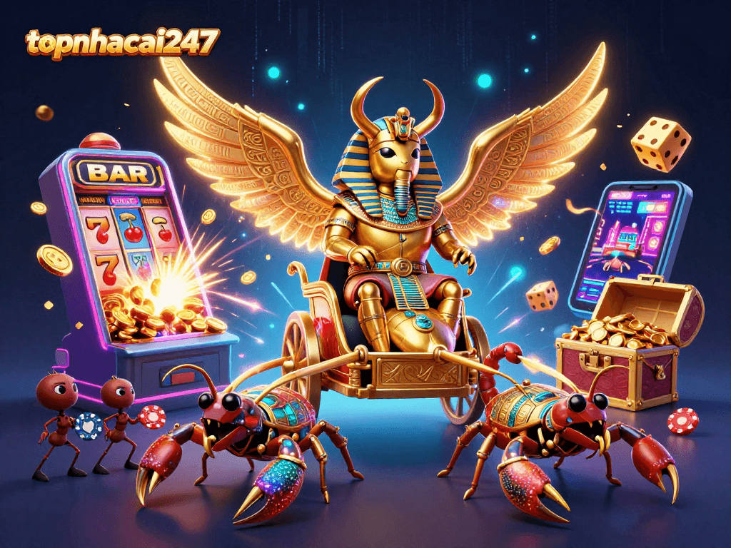 Experience thrilling wins at topnhacai247 with a vibrant casino scene featuring dynamic game elements and excitement.
