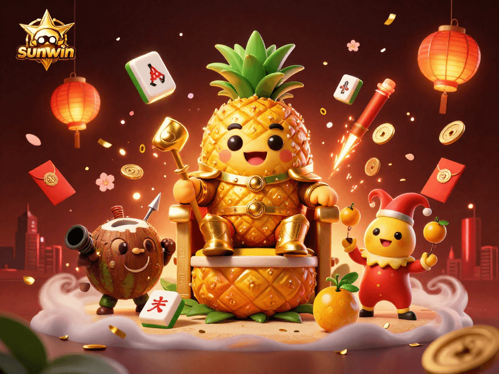 Experience the thrill of sunwin casino with an engaging scene of a fruity casino kingdom.