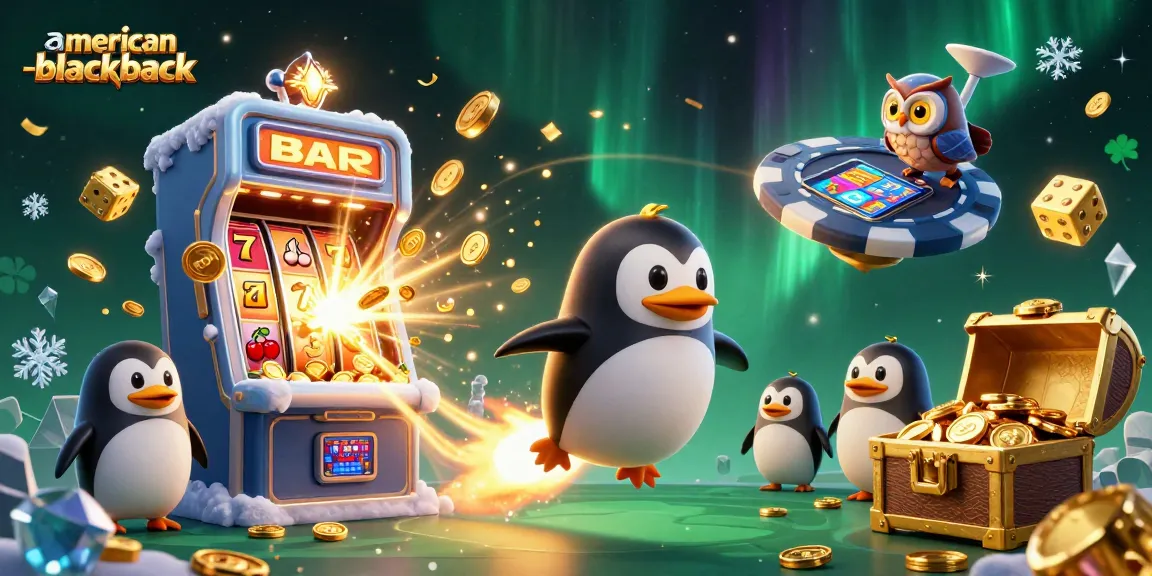 Experience exciting moments in american-blackjack as the golden penguin and casino elements unite in a vibrant design.