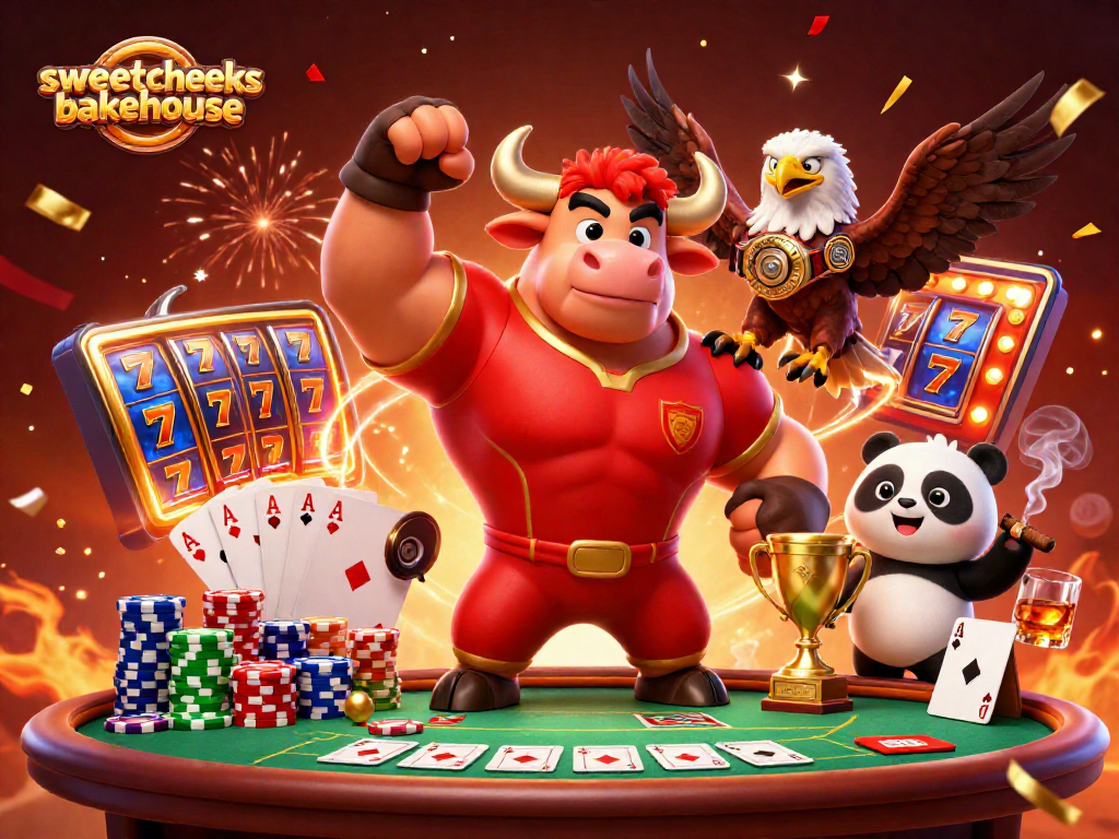 Engaging slot gaming scene showcasing sweetcheeksbakehouse characters celebrating a jackpot win.