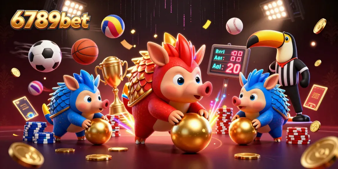 Engage with the dynamic world of 6789bet as pangolins roll through poker chips and sports elements.