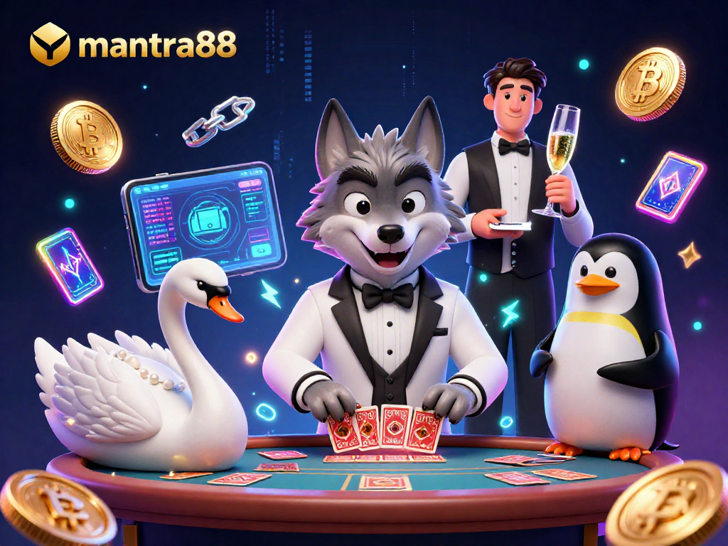Engage with mantra88 for exciting card games and stunning visuals in a 3D casino scene.