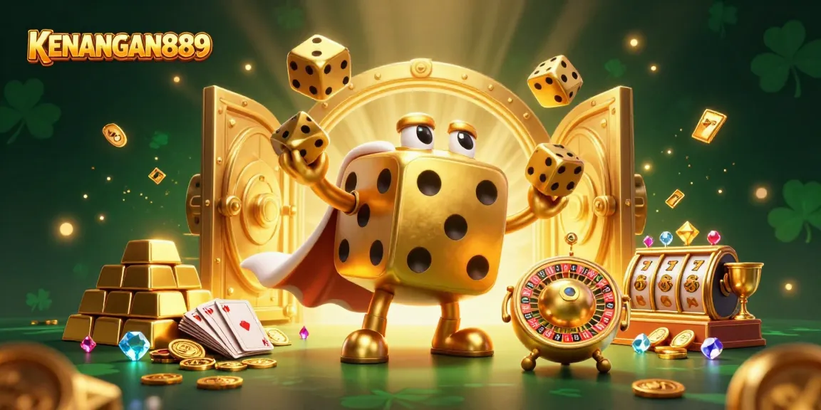 Experience KENANGAN889's exciting online slots and sports betting with a dynamic 3D casino illustration.
