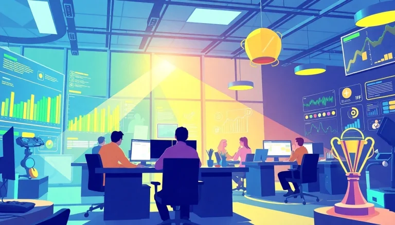 Interactive gamified office environment by a leading gamification company, showcasing innovative team collaboration.