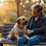 Holistic depression treatment session featuring a therapy dog providing comfort.