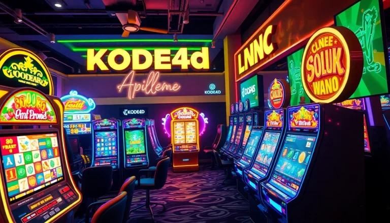 Kode4d link showcased in an engaging online gaming atmosphere with vibrant slot machines and inviting lighting.