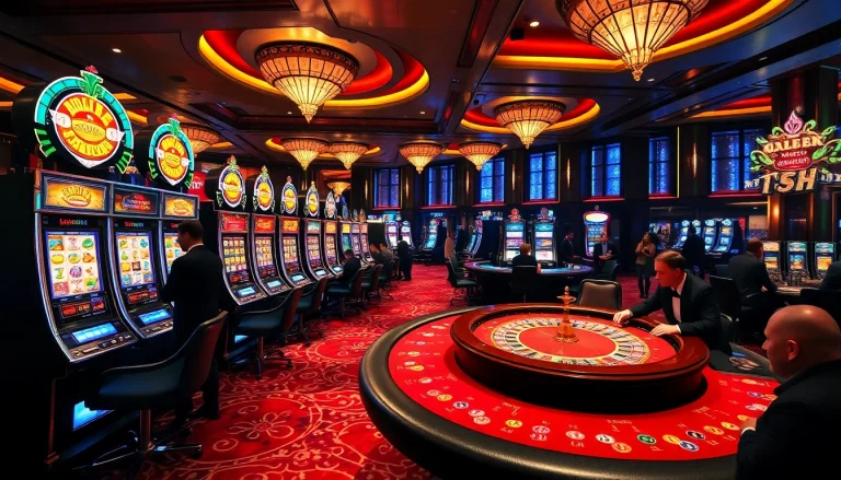 Exciting doaslot gameplay capturing vibrant slot machines in a luxurious casino atmosphere.