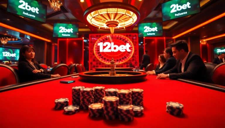 12bet poker scene illustrating high-stakes action with chips and cards.