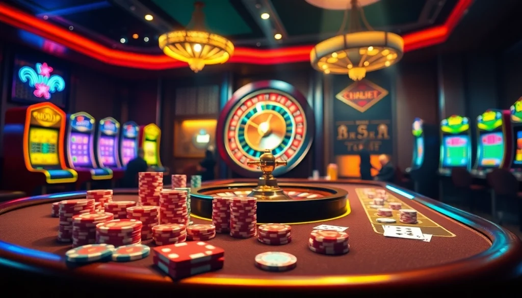 Experience the thrilling gameplay at rr88.com with vibrant casino visuals showcasing poker and slot games.