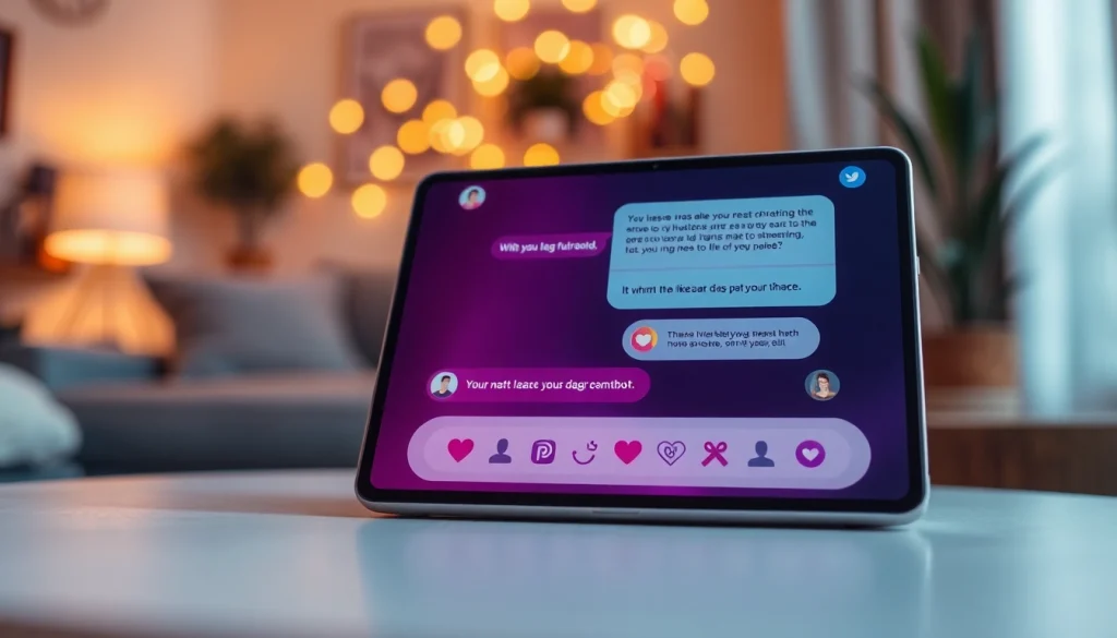 AI chatbot interface conversation about relationships and intimacy in a cozy setting, showcasing sex AI technology.