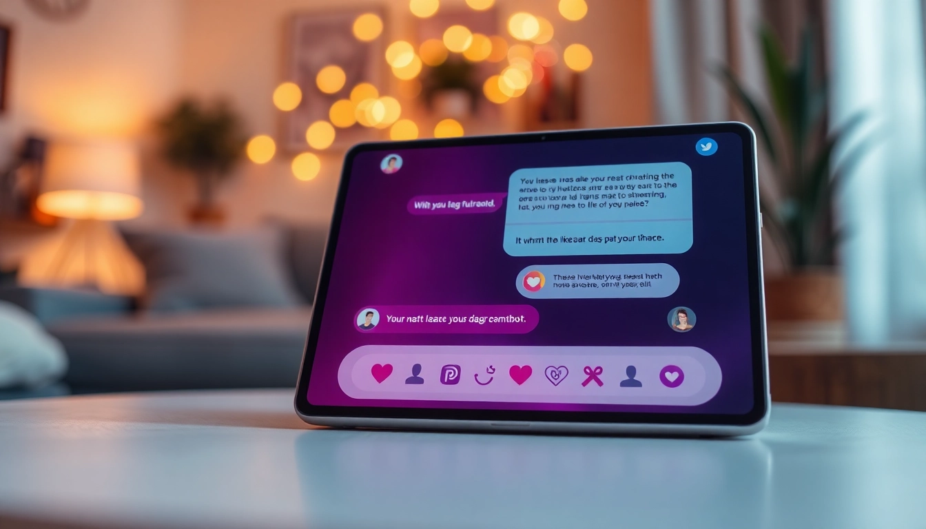 AI chatbot interface conversation about relationships and intimacy in a cozy setting, showcasing sex AI technology.