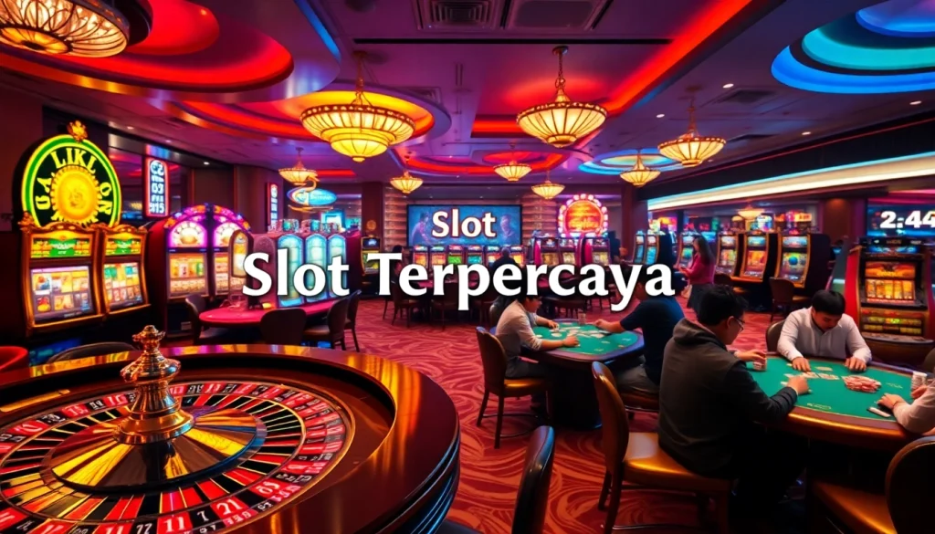 Experience the thrill of Slot Terpercaya in a vibrant casino atmosphere filled with action and excitement.