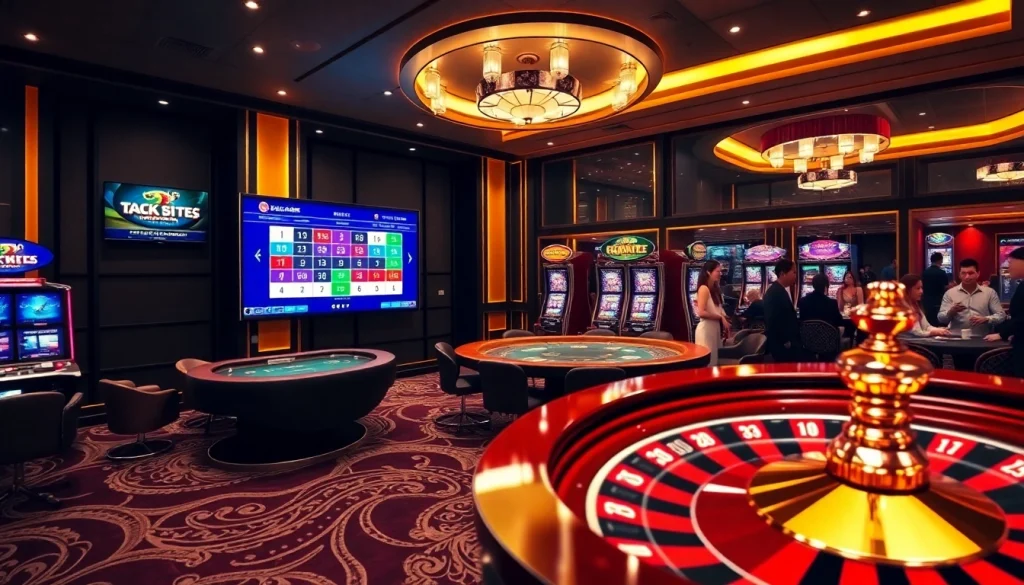 Online gambling excitement at http://luck8f.cn.com/ featuring vibrant slot machines and poker tables.