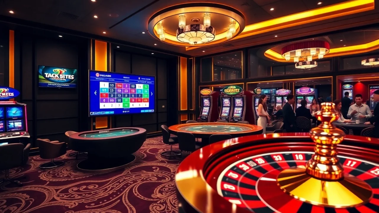 Online gambling excitement at http://luck8f.cn.com/ featuring vibrant slot machines and poker tables.