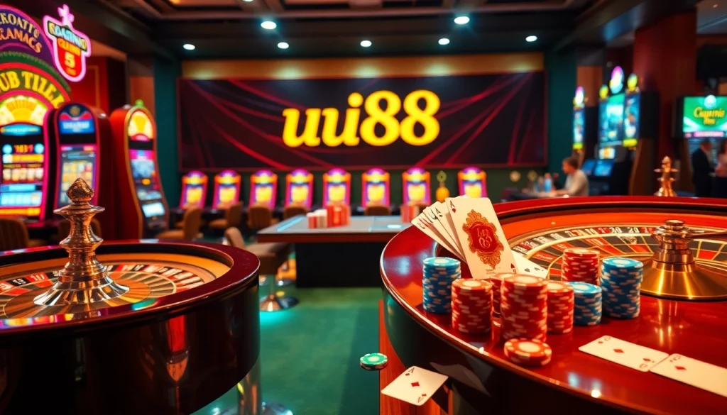 Experience the thrill of uu88 with lively casino tables and vibrant slot machines.