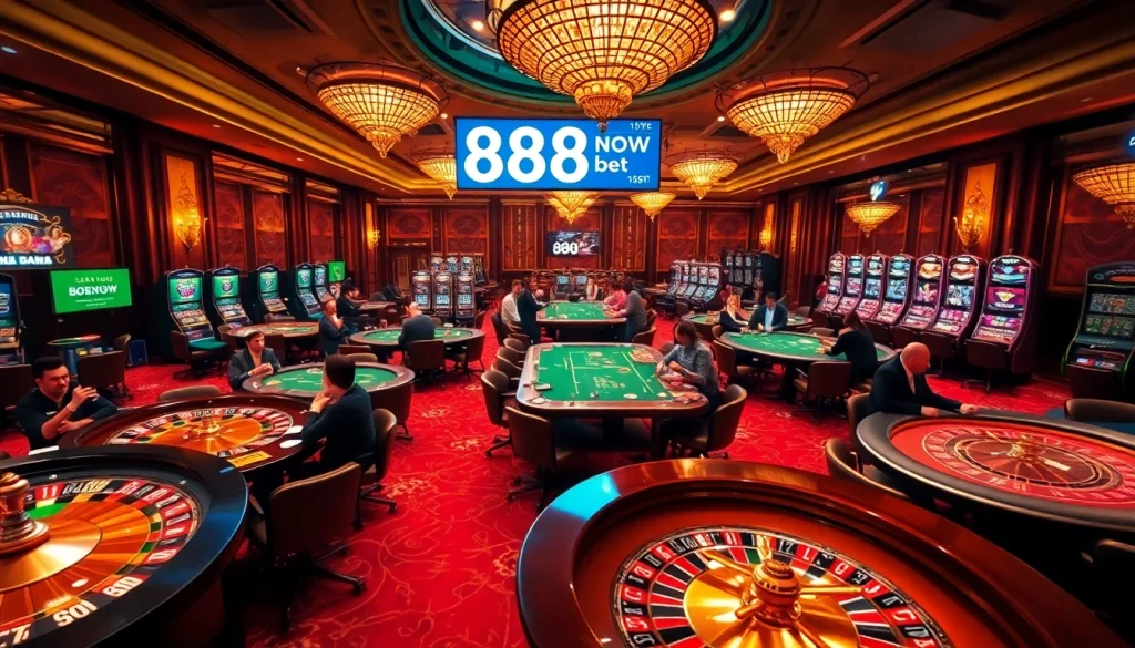 Experience the excitement of immersive gambling with 888NOW bet in a luxurious casino atmosphere.