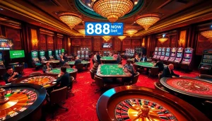 Experience the excitement of immersive gambling with 888NOW bet in a luxurious casino atmosphere.