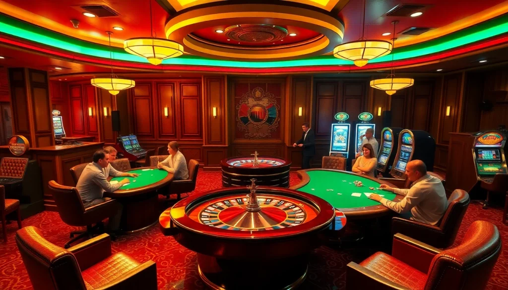 Experience the excitement of five88 at a luxurious poker table in a vibrant casino setting.