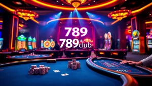 Experience an exciting night at 789club with vibrant tables and gleaming poker chips.