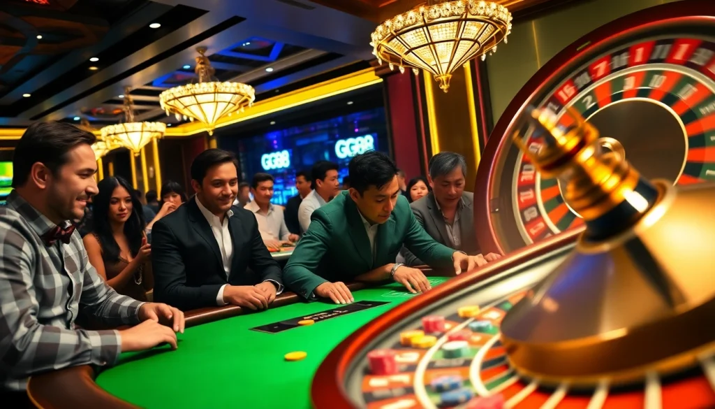 Experience the excitement of GG88 gaming at a high-stakes poker table.