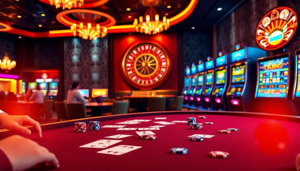 Engaging players at a poker table utilizing code sv88 for winning strategies in a luxurious casino.