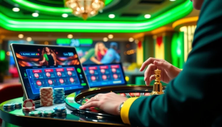Engage with the thrilling online casino experience at link 88i, showcasing vibrant poker chips and a roulette wheel.