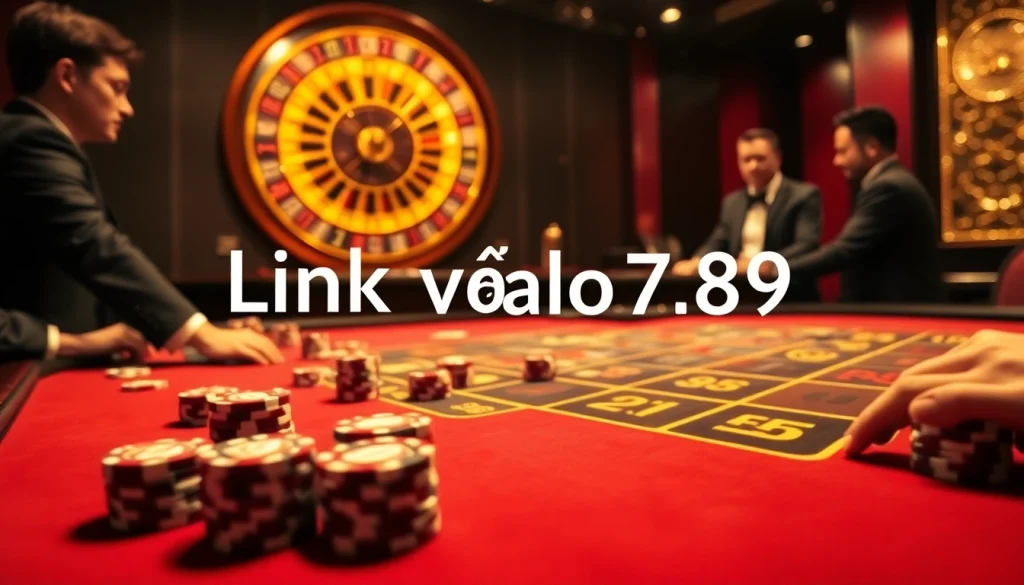 Experience thrilling gameplay with 'Link vào alo789' as passionate players engage at a luxurious casino table.