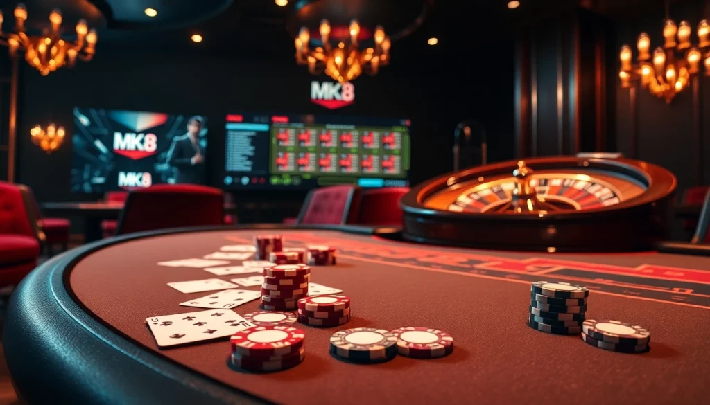 Engaging scene of MK 8 poker table with chips and cards appealing to gamblers.