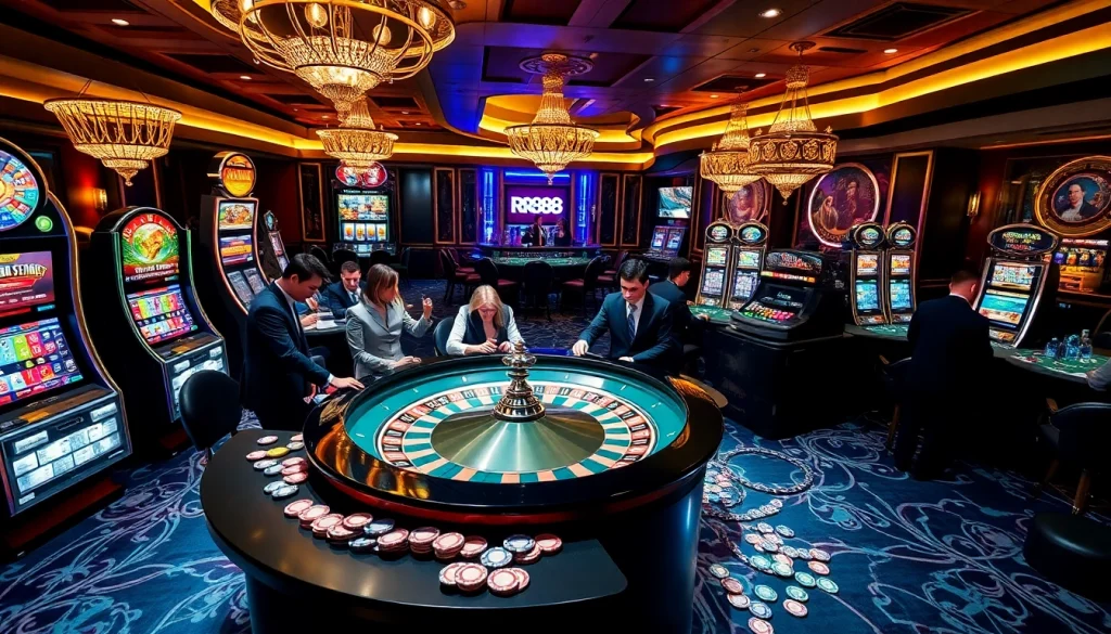 Experience the excitement of RR88 with thrilling casino games at a vibrant roulette table.
