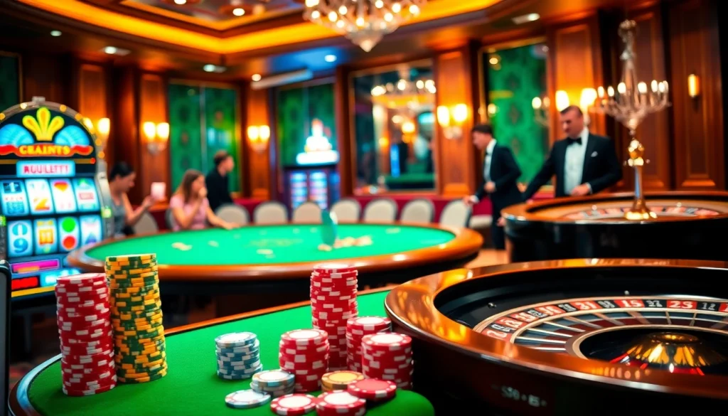 Experience high-stakes excitement with vibrant casino elements at https://s801.online/, featuring poker tables and slot machines.