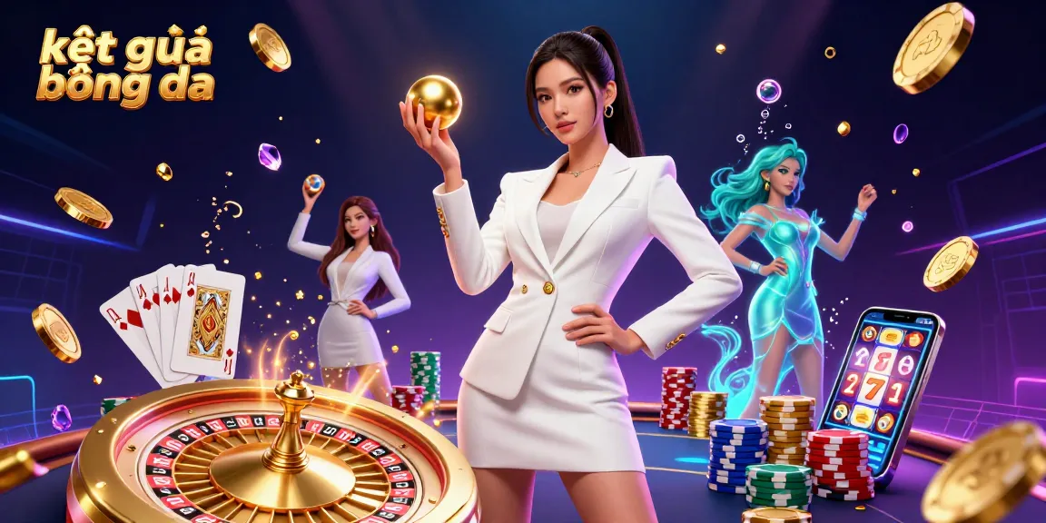 Experience the thrilling kết quả bóng đá with a stunning scene of dynamic casino elements, including golden coins and roulette.