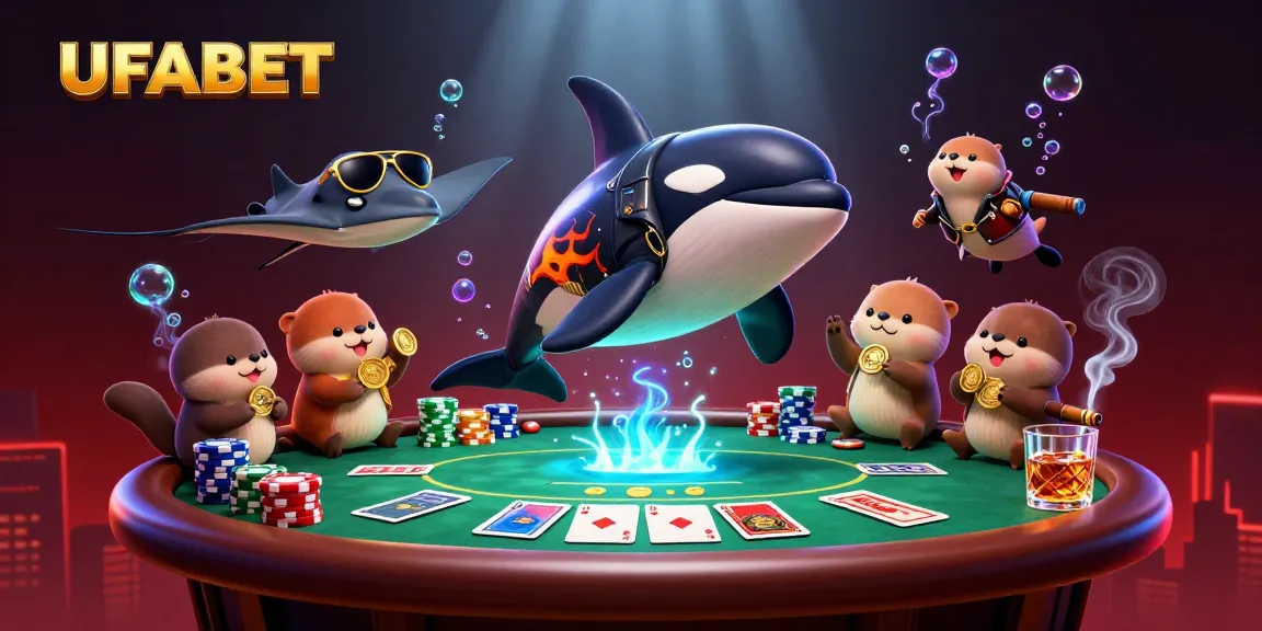Experience the excitement of UFABET through a dynamic 3D casino scene with diverse characters and vibrant game elements.