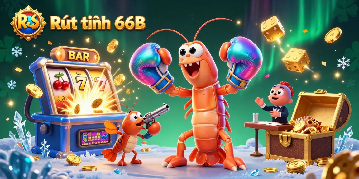 Experience Rút tiền 66B with vibrant 3D cartoon illustration highlighting gaming excitement.