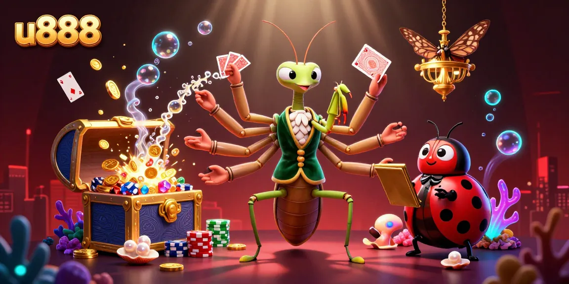 Win big playing u888 casino games with dynamic characters in a vibrant 3D scene.