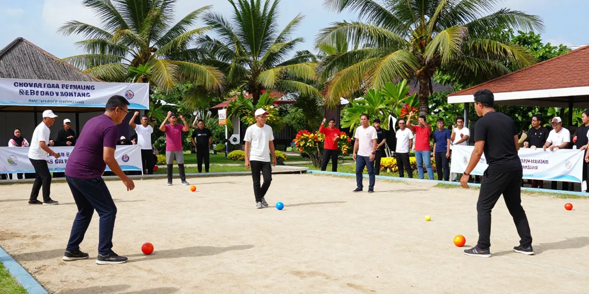 fopikotabontang.org community petanque event with diverse participants enjoying matches and cheering spectators in Kota Bontang