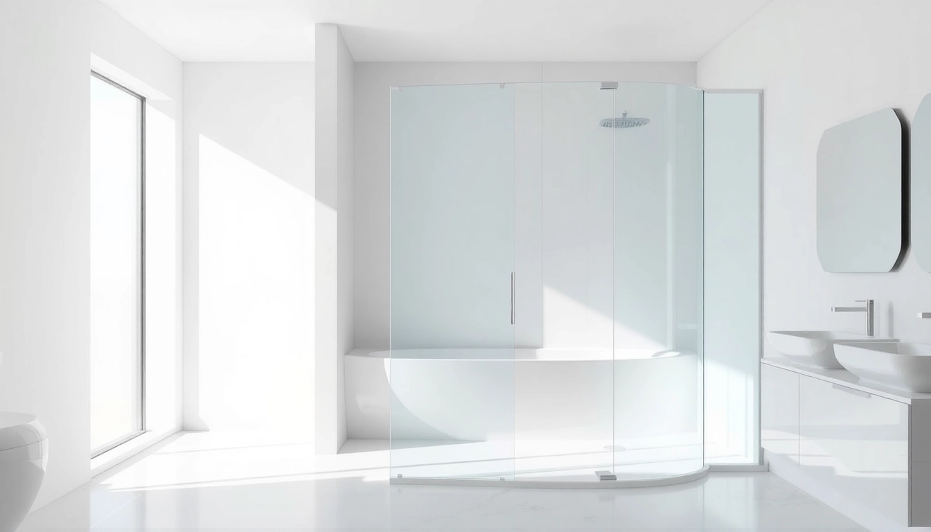 Elegant wet room shower screen​ enhancing a modern bathroom, showcasing its sleek design and clarity.