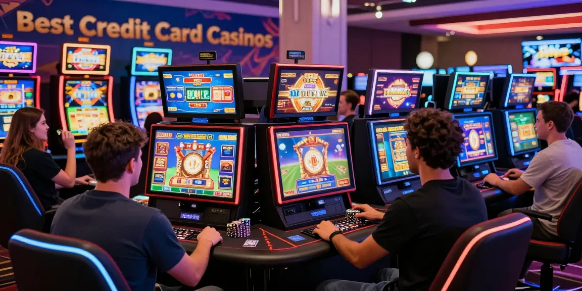 Exciting scene from pavilions.org.uk showcasing best credit card casinos with diverse players enjoying vibrant online gaming experience.