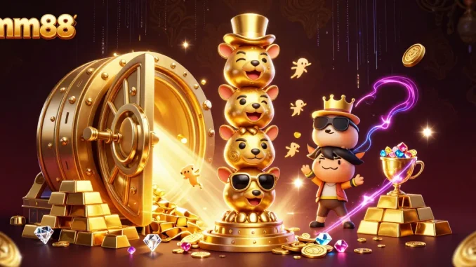 Experience the thrill of mm88 with vibrant casino elements and engaging characters.