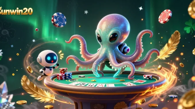 Engage in stunning poker action with sunwin20 while playing holographic cards in an alien world.